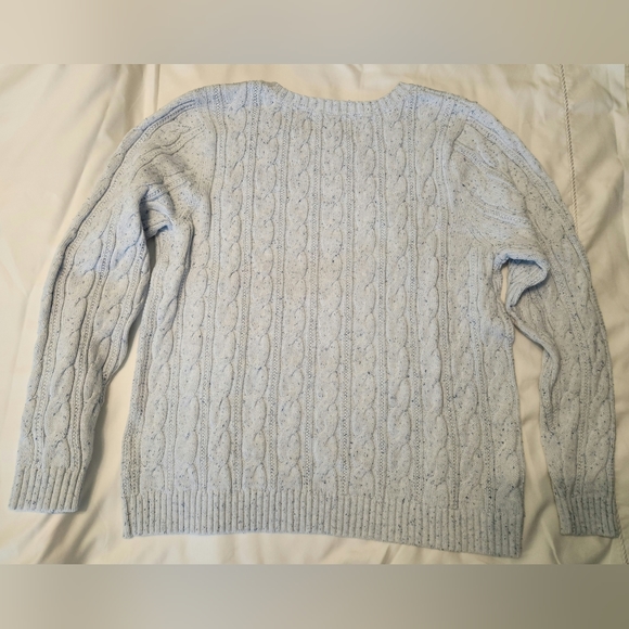 Lands' End Women's Cotton Drifter Cable Crew Neck Sweater Light Blue Size XL NWT - Picture 3 of 7